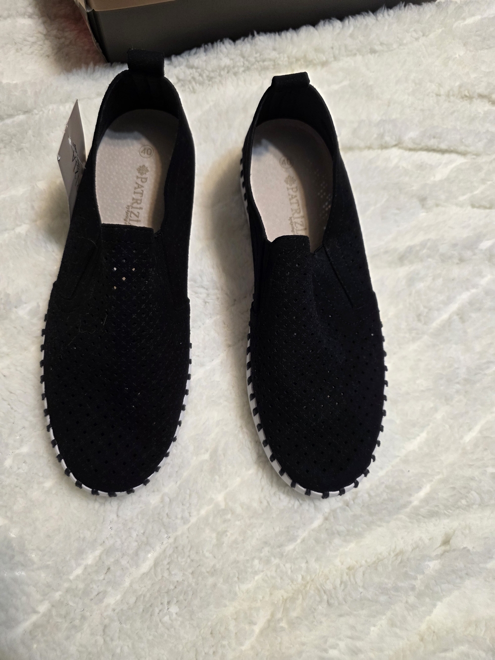 Patrizia Black Perforated Slip-On Flats